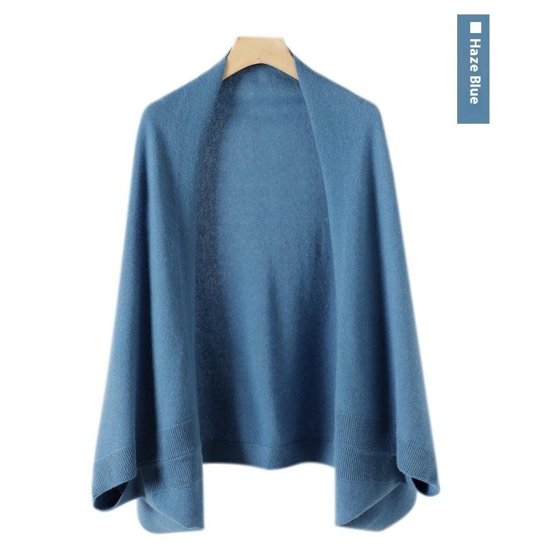 Women's Cashmere Shawl Knitting Cape Dual Purpose Scarf
