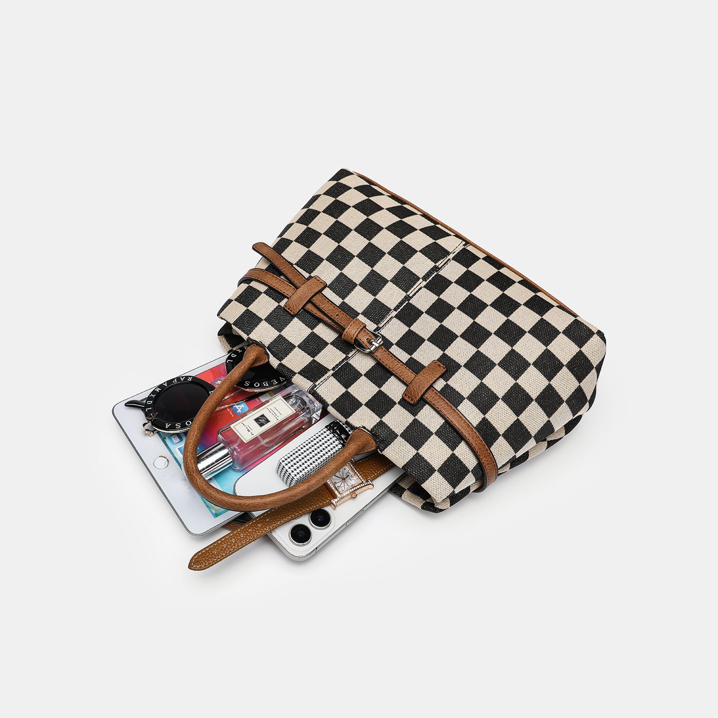 Large Capacity Versatile Chessboard Single Shoulder Crossbody Handbag