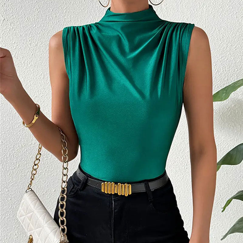 Women's Polyester Knitted Stretch Sleeveless Top