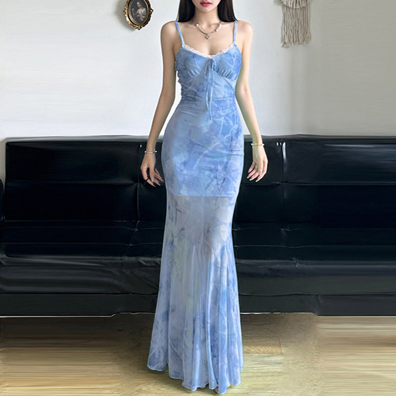 Hip Lifting Semi-permeable Mesh Long Dress