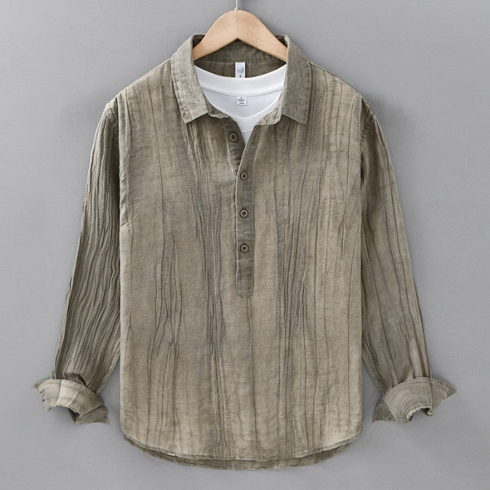 Casual Crumpled Pullover Linen Shirt