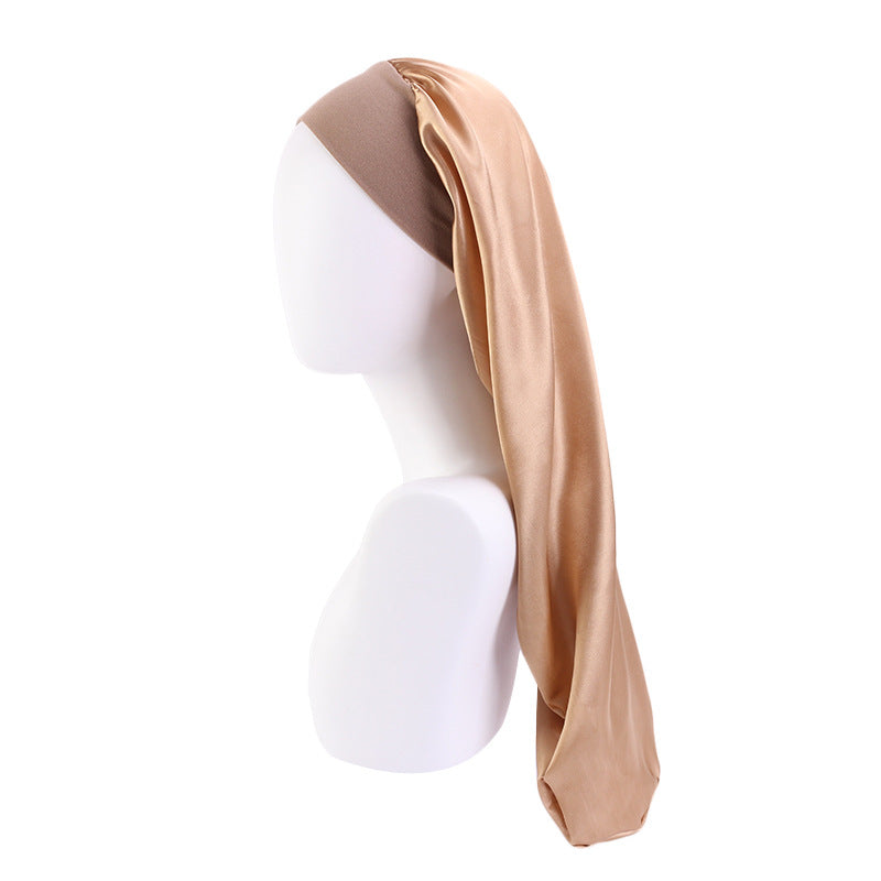 Women's Elastic Wide-brimmed Satin Long Tube Nightcap