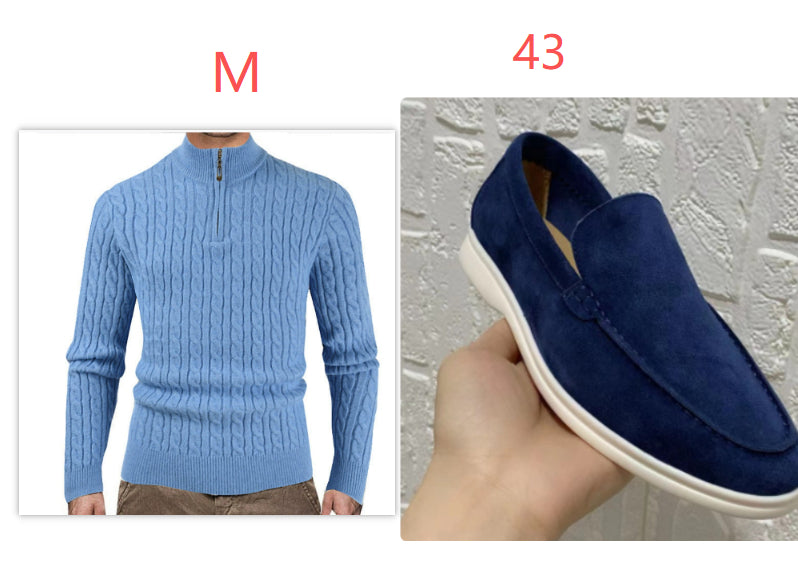 Men's Zipper High Collar Pullover Sweater