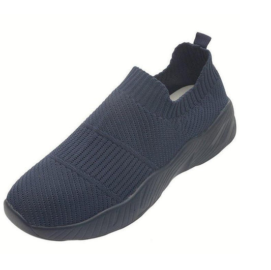 Large Size Fly Woven Breathable Thick Sole Solid Color Increased Leisure Travel Sneakers