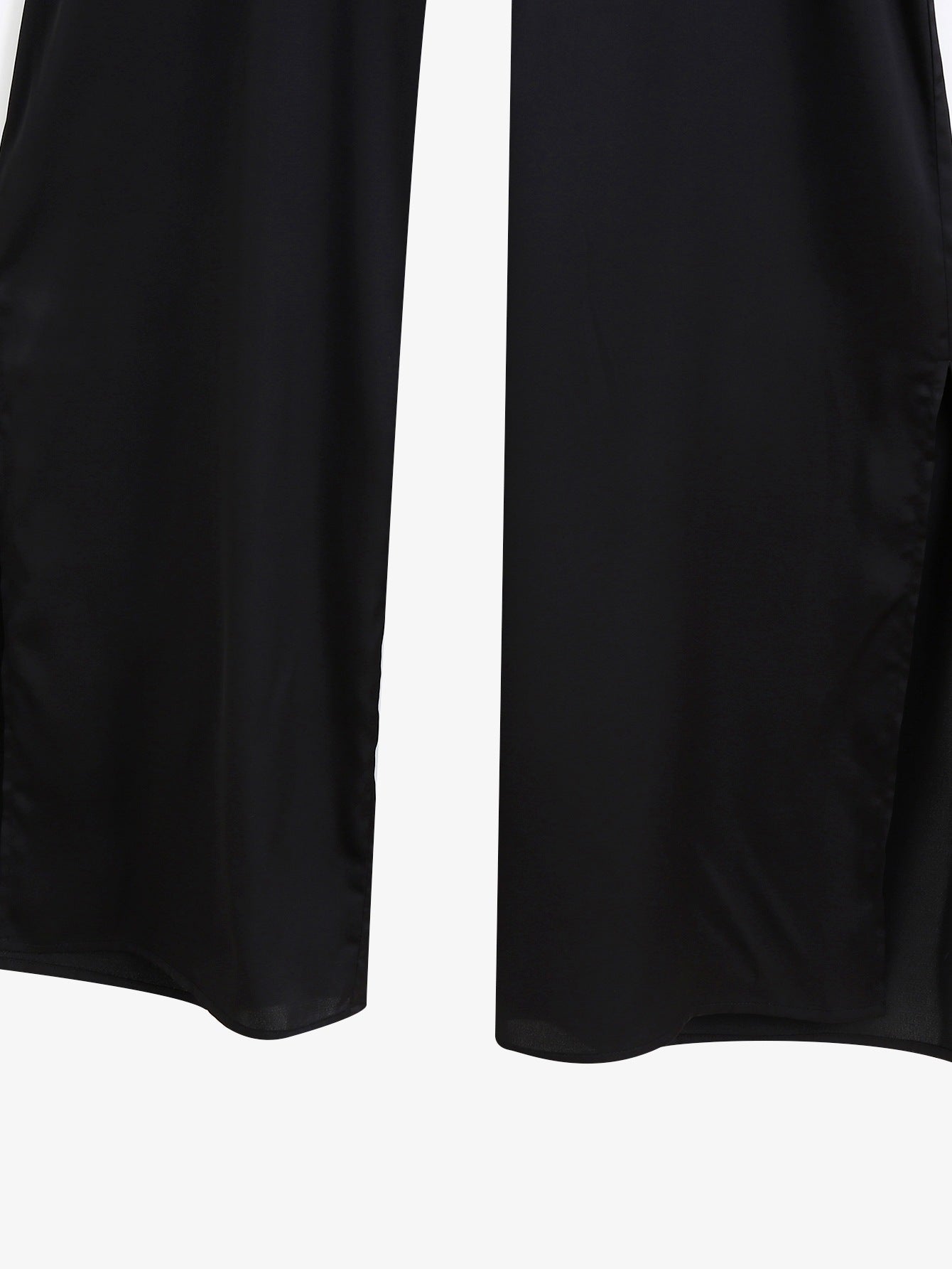 Silk Texture Belt Black Slim Jumpsuit