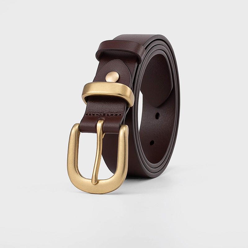 New First Layer Cowhide Belt Simple Copper Decorative Pin Buckle All-match Wholesale Leather