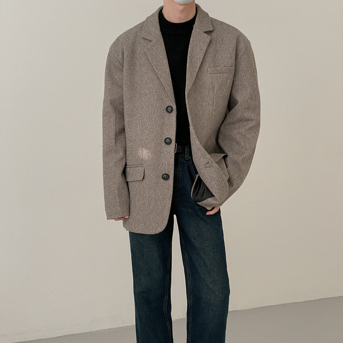 Vintage Hong Kong Style Single Breasted Suit Jacket For Men