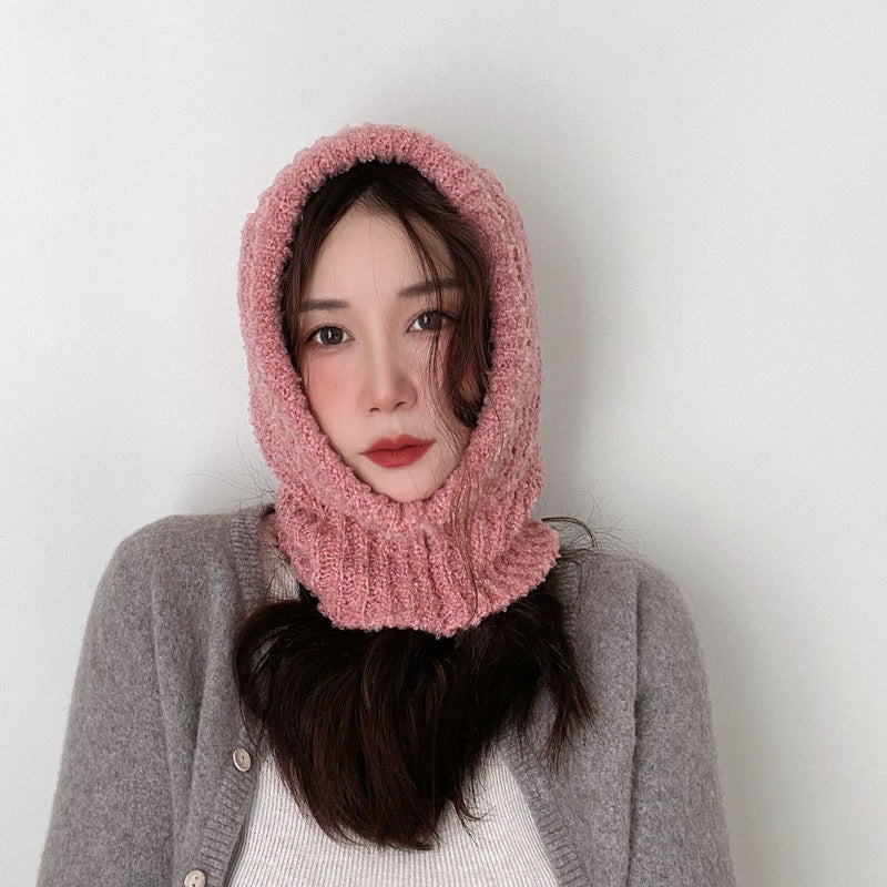 Women's Cold Proof Face Covering Wool Pullover Hat