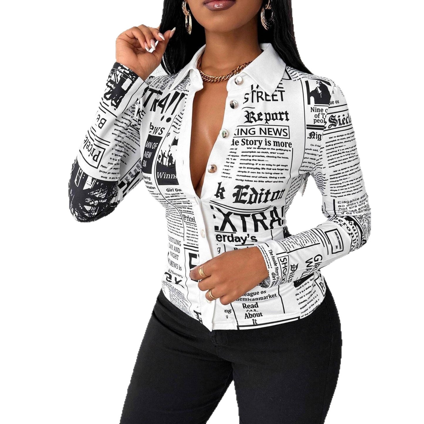 New Women's Casual Shirt With Lettered Slogan