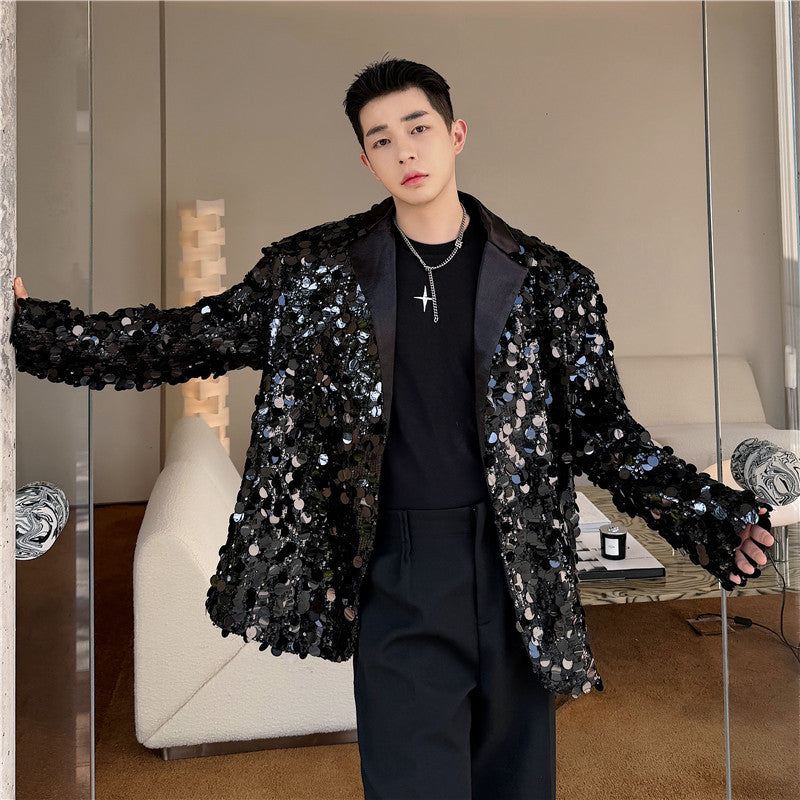 New Trendy Fashionable Small Niche Design Suit With Large Sequins