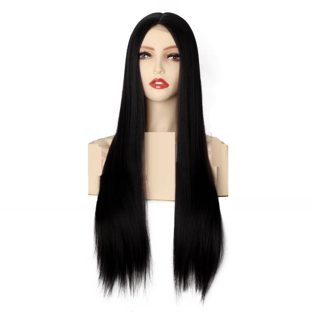 Front Lace Langt Glat Hår Kemisk Fiber Paryk