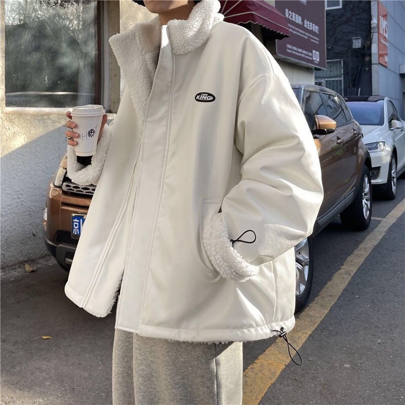 PU Leather Lamb Velvet Double-sided Cotton-padded Jacket