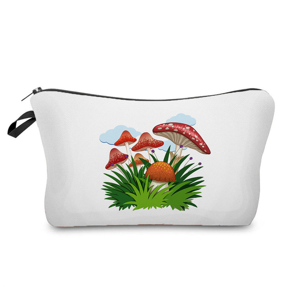 Cartoon Mushroom Dumpling Type Printed Makeup Bag