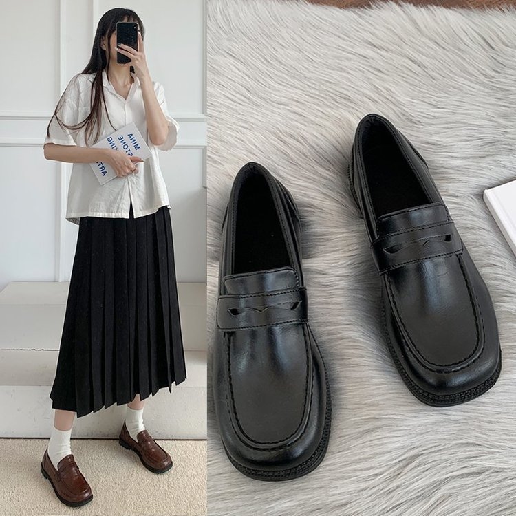 Net Red Black All-match Student Retro Korean Flat Shoes