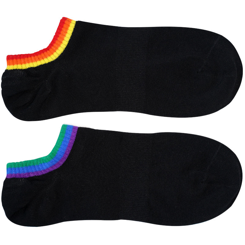 Men's Six-color Rainbow Left And Right Feet Thin Style Fitness Boat Socks