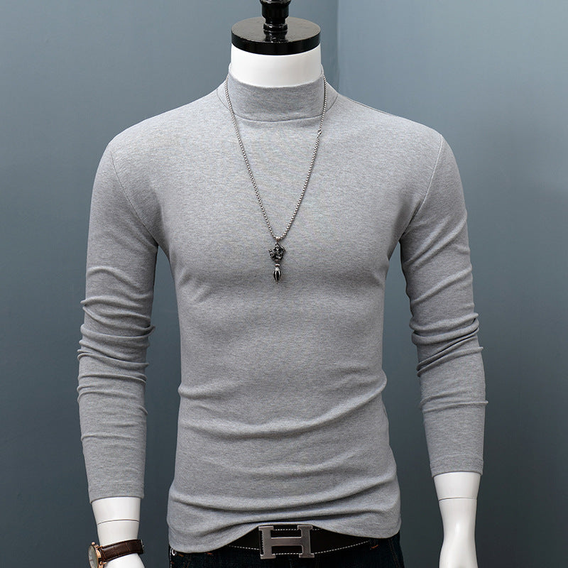 Long-sleeved Cotton Half-high Collar Top