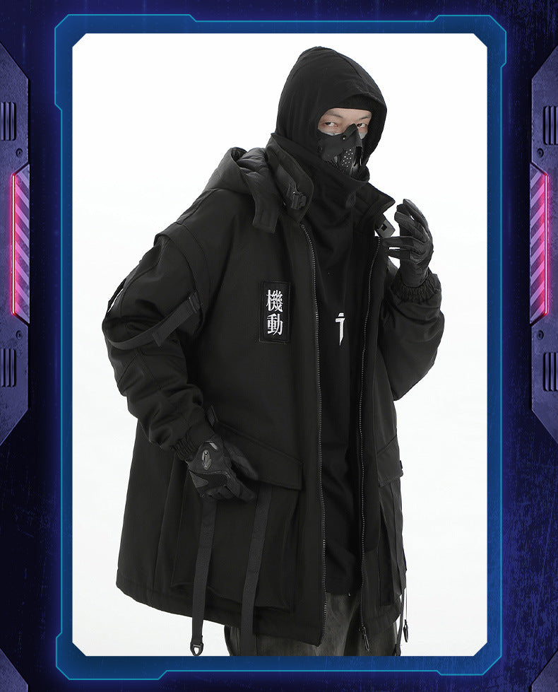 Winter New Functional Fan Moving Ribbon Hooded Cotton Jacket Men