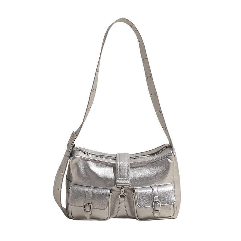 Large Capacity Locomotive Style Multi-pocket Shoulder Bag