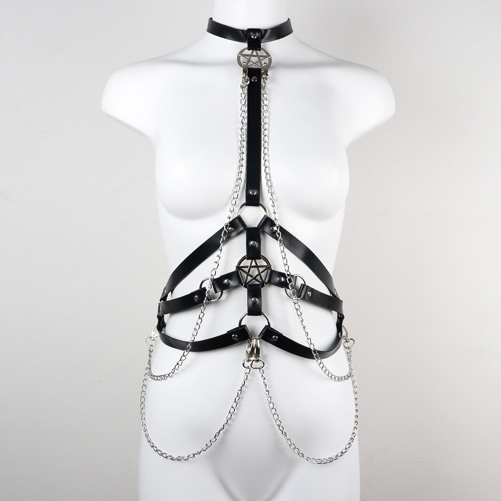 Fashion Sexy Long Chain Adjustable Leather Strap For Adults