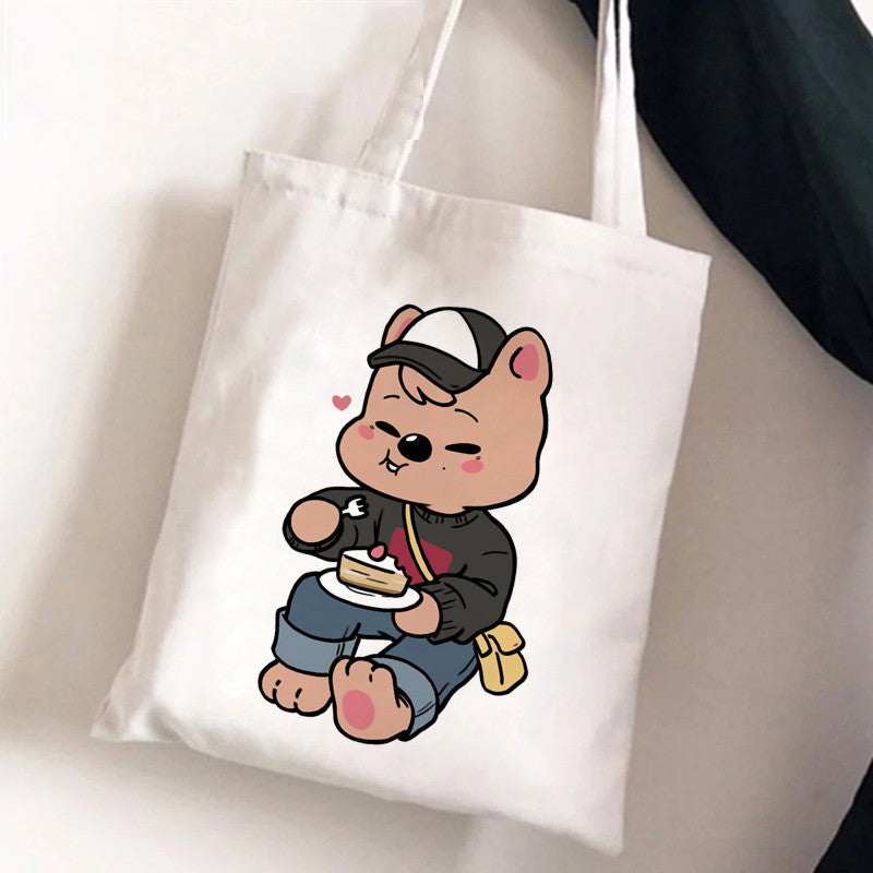 Cute Cartoon Canvas Tutor Lunch Bag