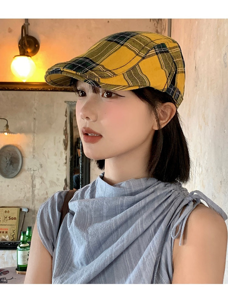 Dopamine Retro Plaid Advance Hats Women's Spring And Autumn