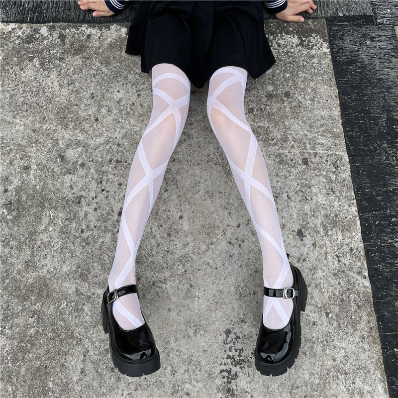 Women's Simple Solid Color Cross-tie Rompers Socks