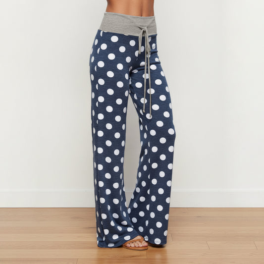 American-style Relaxed-fit Casual Pants With A Polka-dot Print