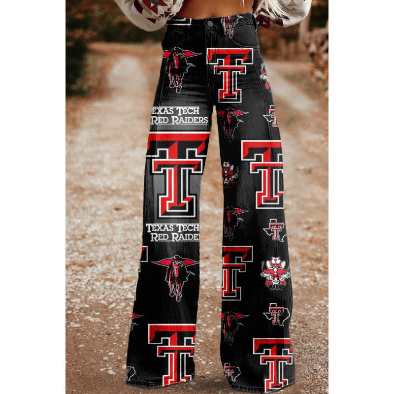 Digital Print Casual Versatile Plus-size Faux Denim Jeans 3D