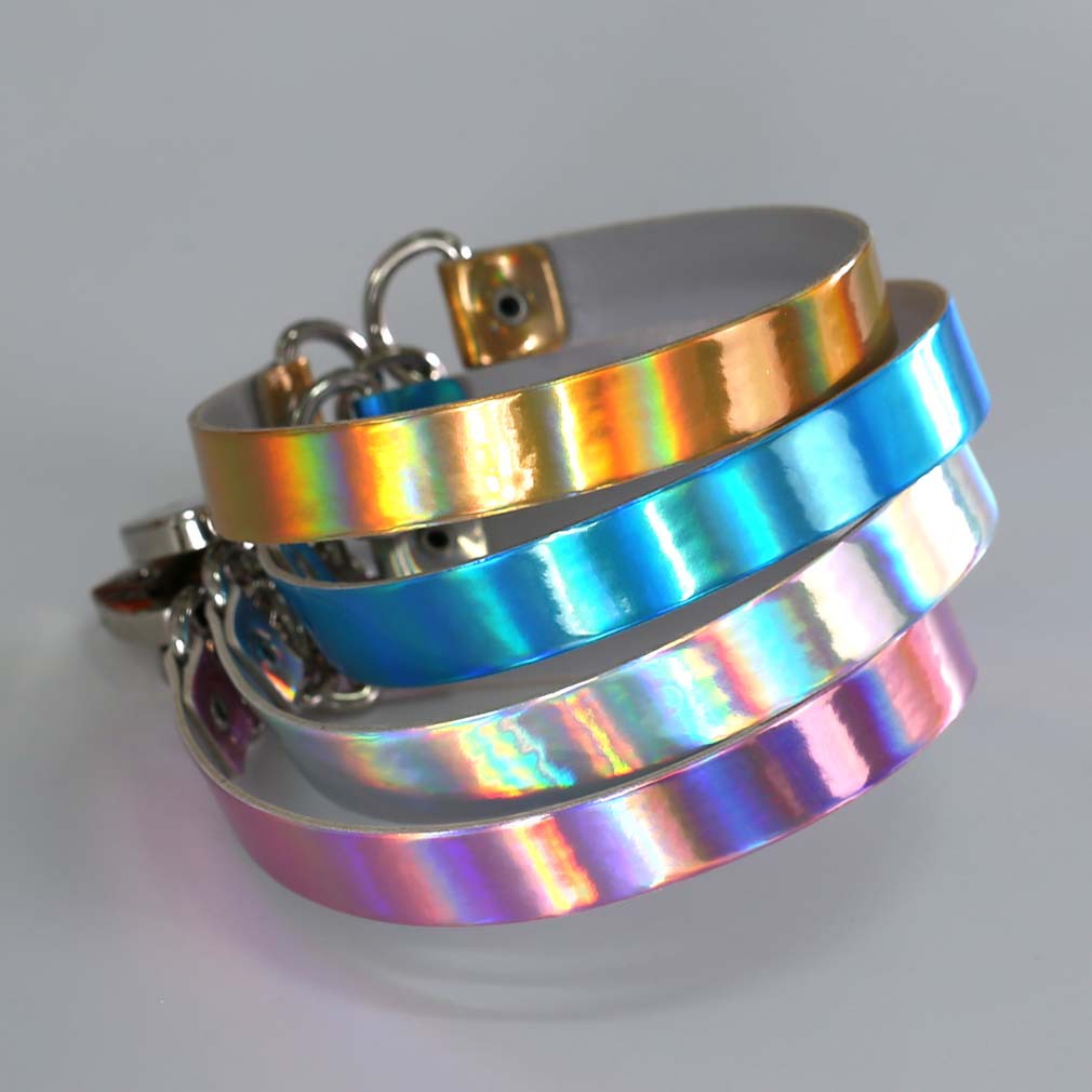 Punk Style Laser Luminous Short Concentric Love Lock Collar Neckband Collarbone Necklace