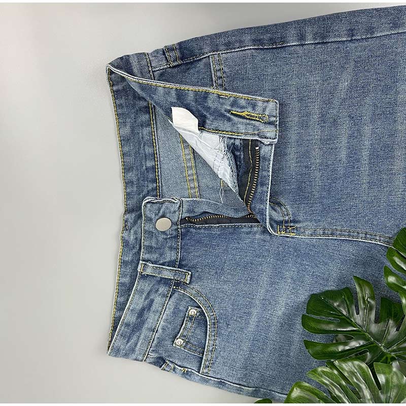 Women's Slit Mopping Vintage Loose High Waist Jeans