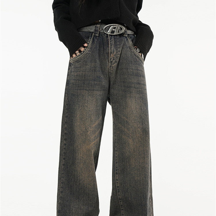 Women's Loose High Waist Skinny Straight Wide Pants