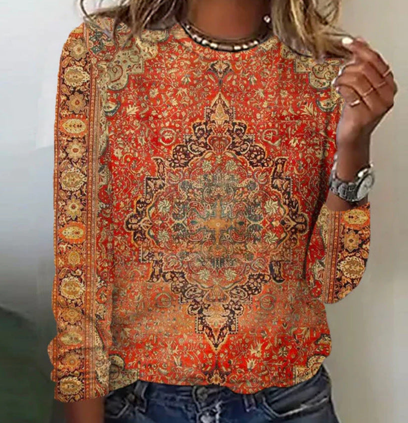 New Women's Christmas Printed Long Sleeve T-shirt
