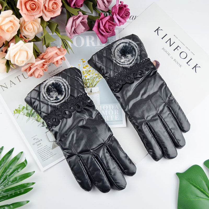 Touch Screen Windproof And Velvet Warm Leather Gloves