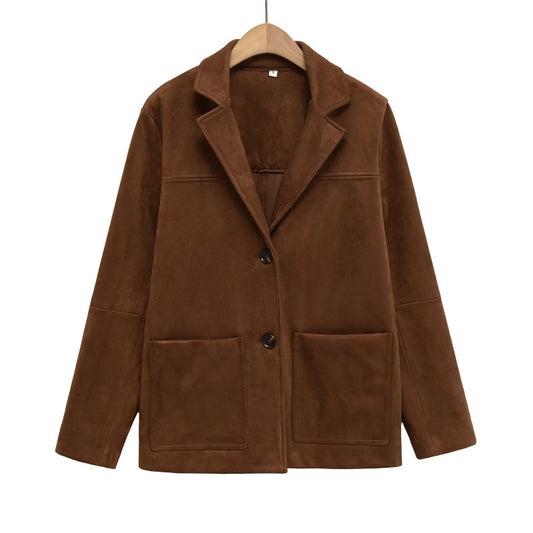 New Suede Texture Loose Casual Long Sleeves Suit Jacket