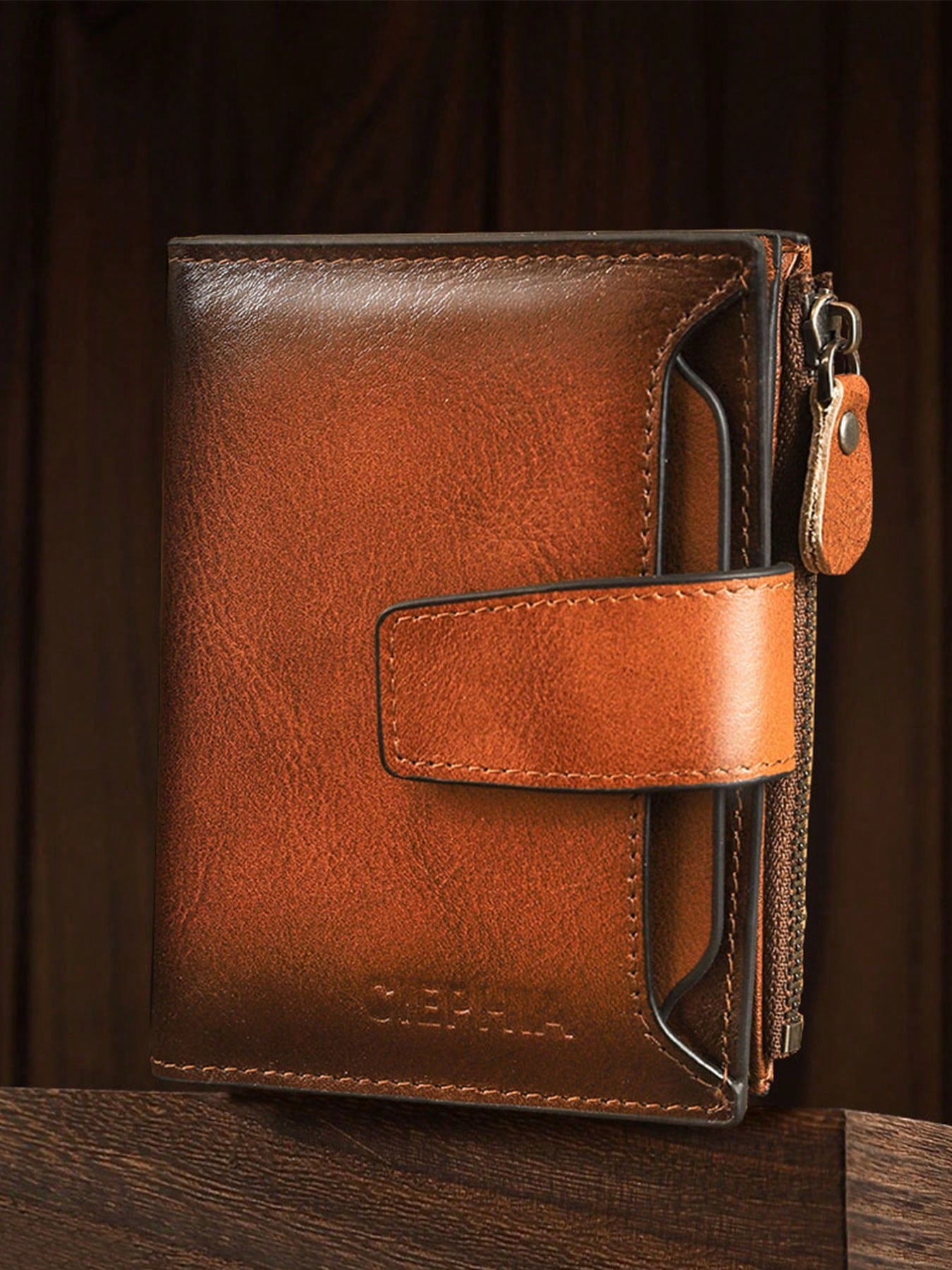 Vintage Genuine Leather Men'S Wallet with RFID Protection 12 Card Slots 2 Large Cash Compartments 1 Zippered Coin Pocket 2 SIM Card Slots for Men Wallet Purse Wallet Men Wallet Leather Small Wallet RFID Wallet