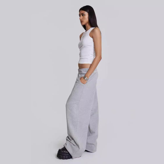 Gray Casual Pants Sweatpants Male And Female Personality Street