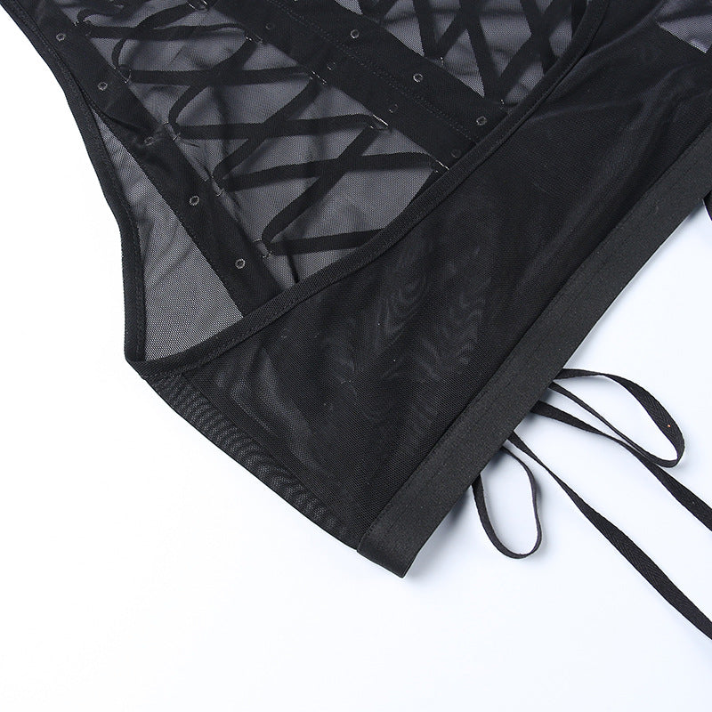 Strap Gauze Perspective Navel Revealing Vest Girl
