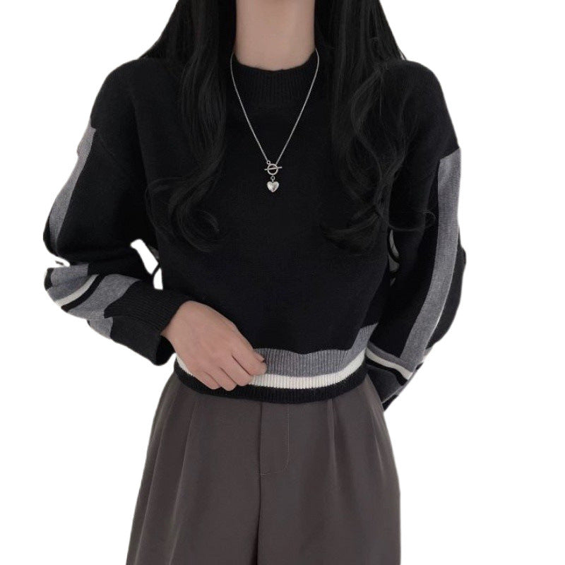 Sweater til kvinder med korte lygteærmer, løs og afslappet stil