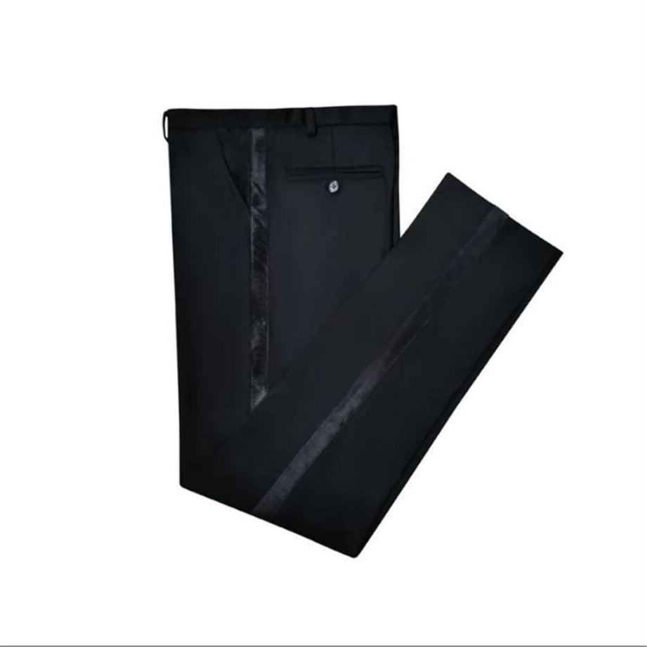 Slim-fit Color-blocked High-quality Four-season Casual Men's Suit Pants