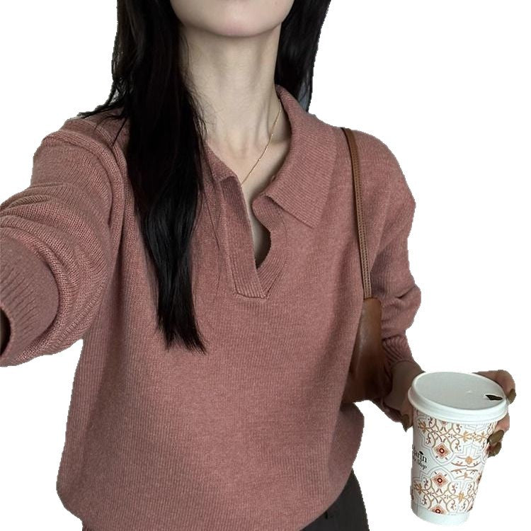 Womens Casual Retro Long-Sleeve Knitted Sweater