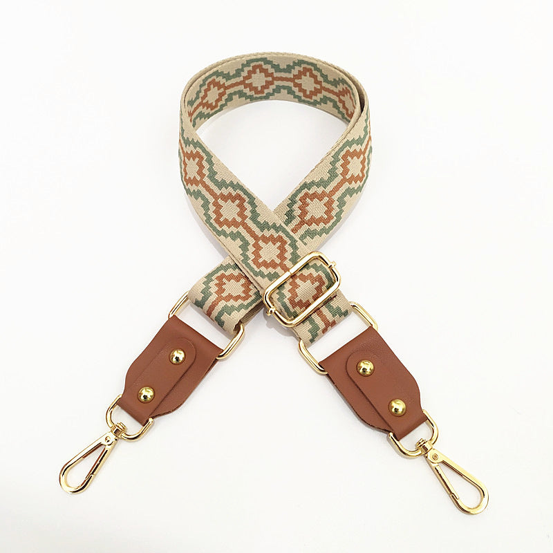 Adjustable Jacquard Webbing With Leather Width Accessories Shoulder Messenger Female Bag Strap