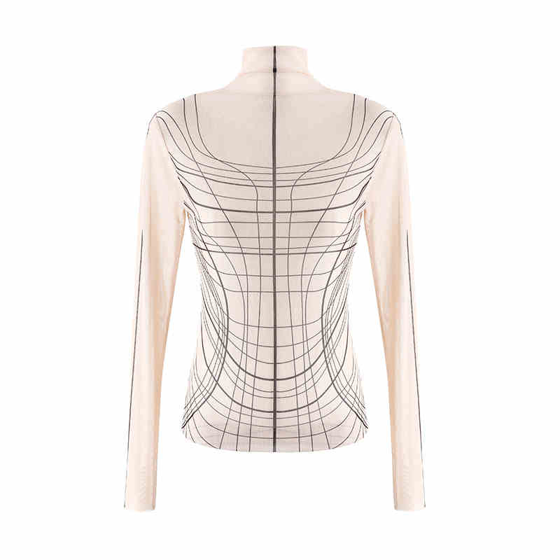 Line Tattoo Clothing Turtleneck Bottoming Shirt Women's High Elastic Long Sleeve T-shirt