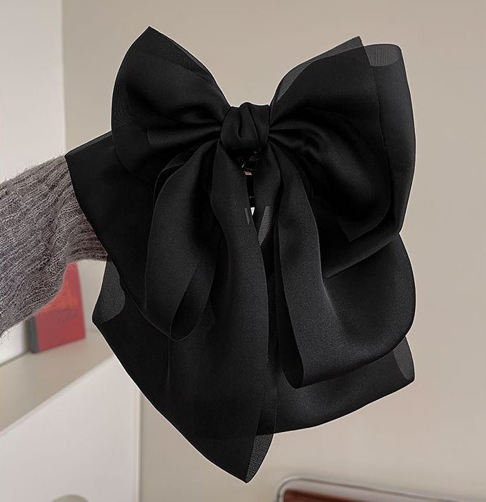 French Gentle Graceful Satin Oversized Bow Ribbon Hairpin