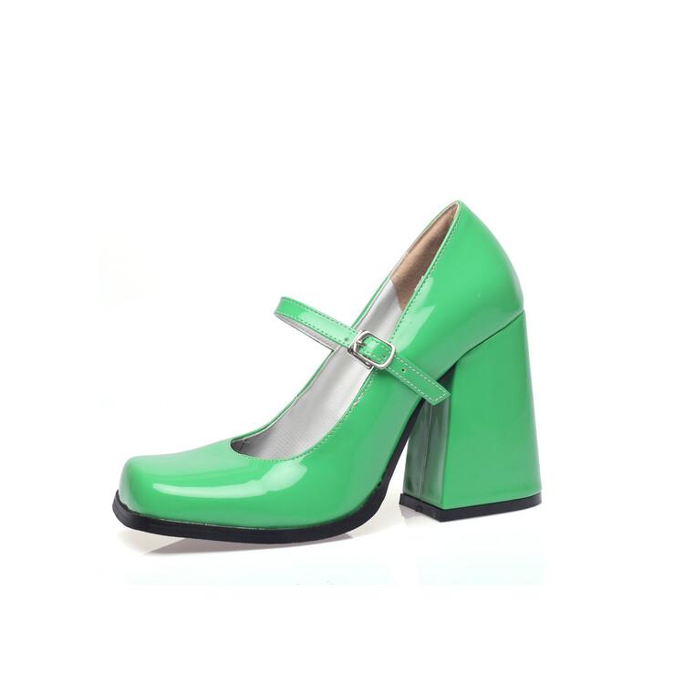 White Vintage Mary Jane Shoes High Heels Thick Soles