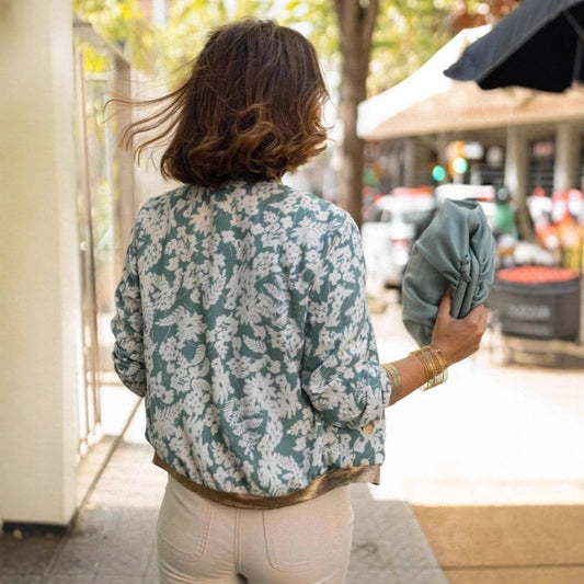 Casual jakke, slim-fit lynlåsjakke med print