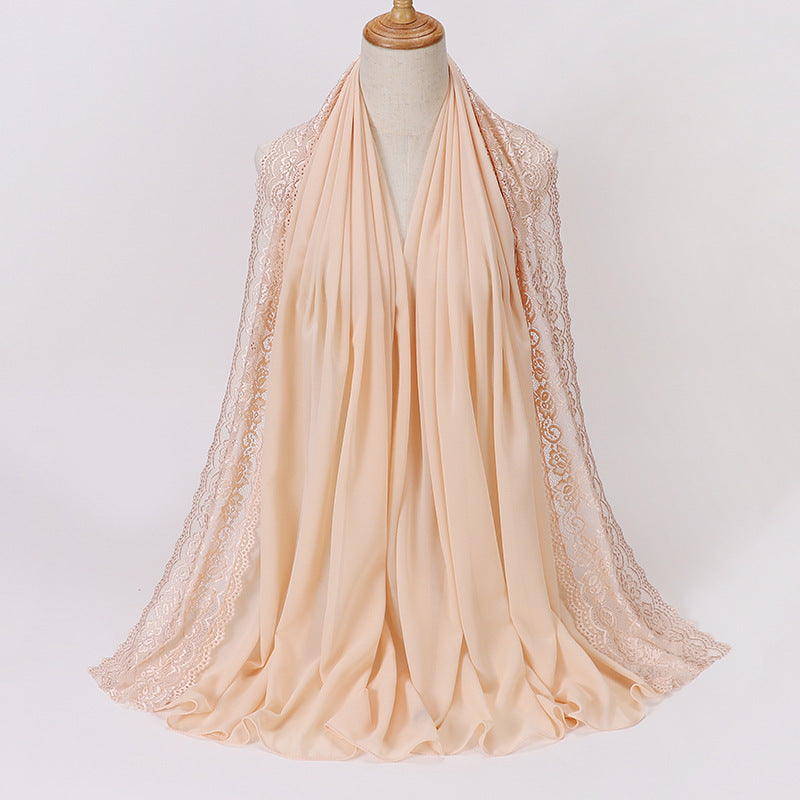 Pearl Chiffon Lace Women's Toe-covered Scarf