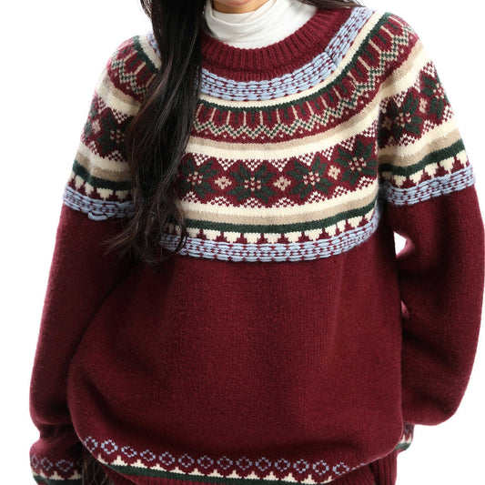 Women's Round Neck Sweater Thickening Warm And Loose