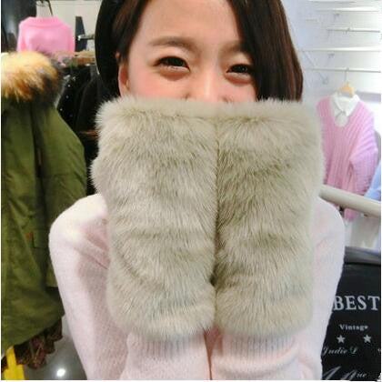 Faux Fur Women's Half-finger Gloves For Autumn And Winter