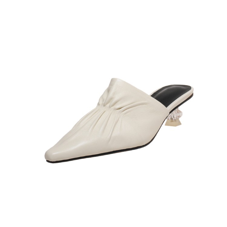 French Baotou Slippers Women's Middle Heel Summer