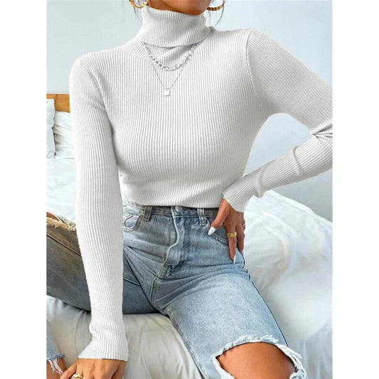 Turtleneck Sweater Pullover Knitted Top T-shirt